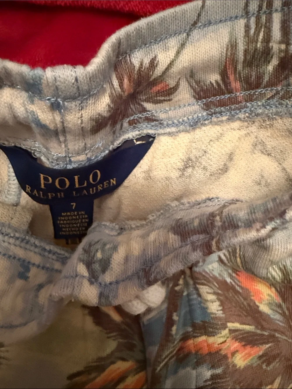 Ralph Lauren Palm Print Shorts in Light Blue and Orange